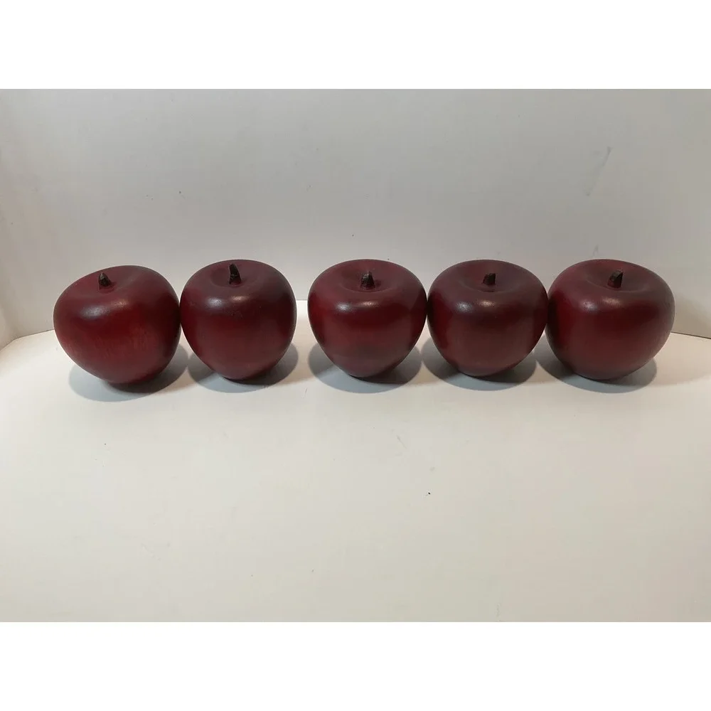 Set‎ of 5 Wooden Realistic Red Apples Decorative Faux Fruit Kitchen Decor